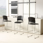 Boss Black Stool With Chrome Frame, B16400-BK-2
